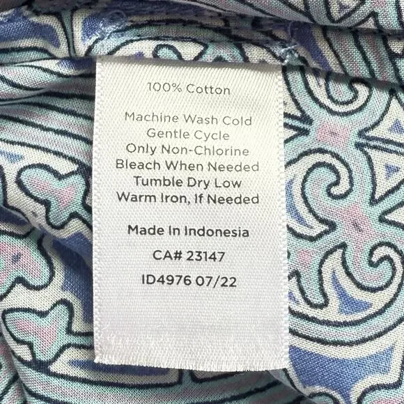 Talbots Popover Top Blue Kaleidoscope Pattern Preppy Boho Women’s Size /M - Picture 10 of 12